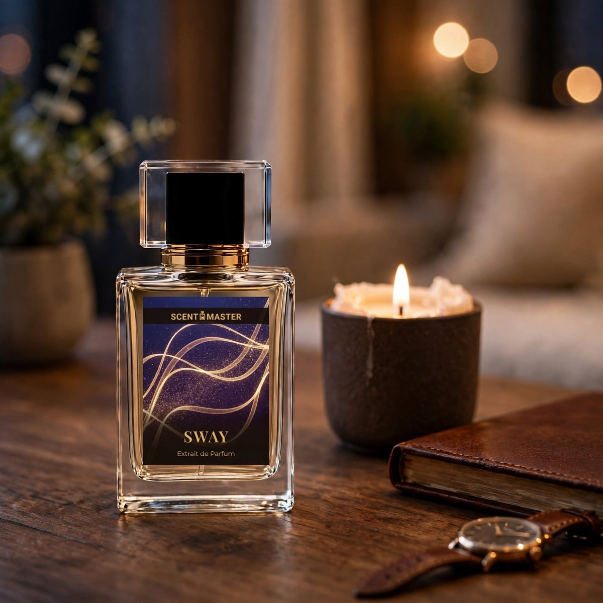 Sway Perfume Bottle in Warm Evening Lifestyle Setting