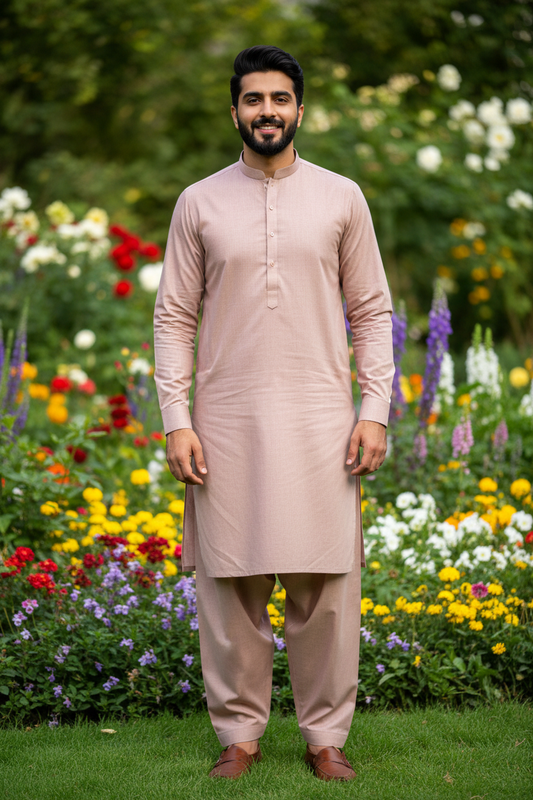 Pasha Premium Tea Pink Cotton Shalwar Kameez - Garden Outdoor Lifestyle