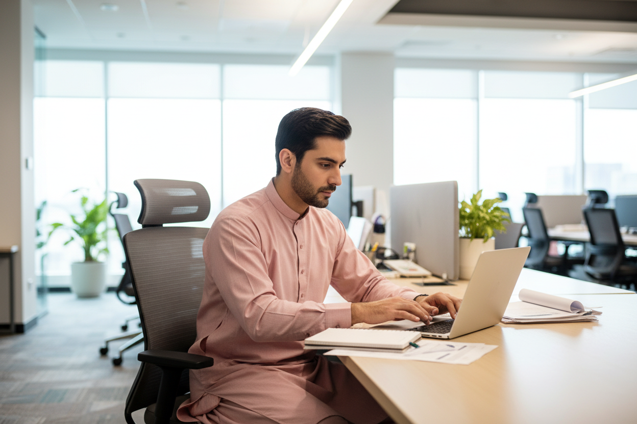 Tea Pink Cotton Formal Wear - Professional Office Setting