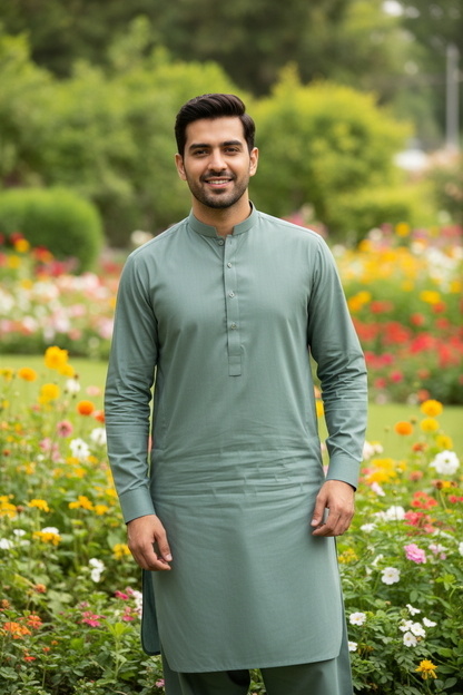Pasha Premium Teal Green Cotton Shalwar Kameez - Garden Outdoor Lifestyle