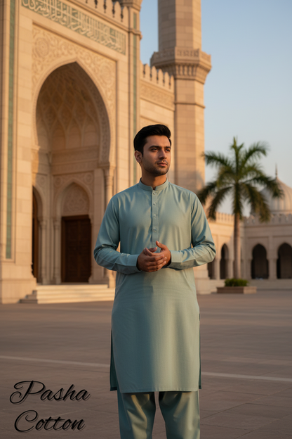 Teal Green Simple Shalwar Kameez near Mosque