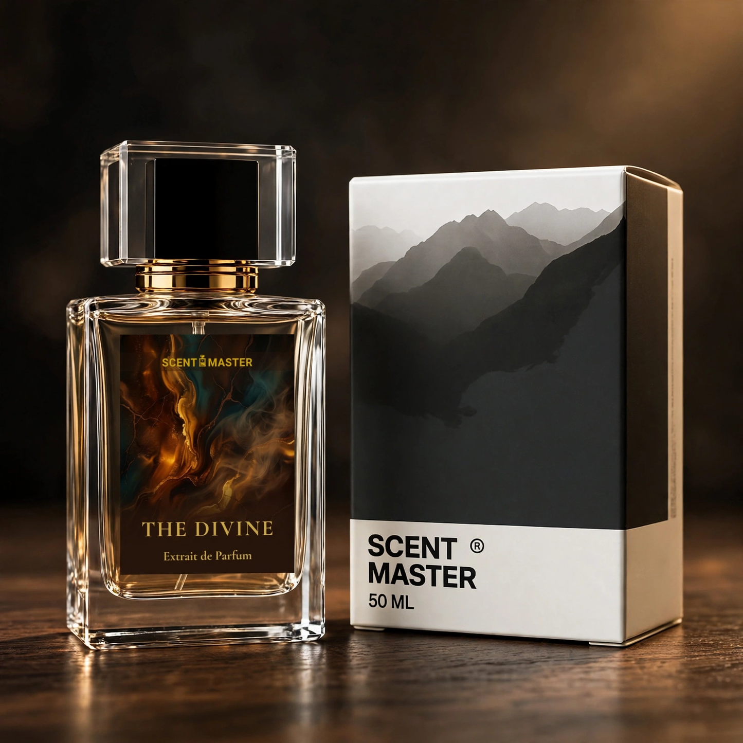 The Divine perfume bottle and packaging box by Scent Master
