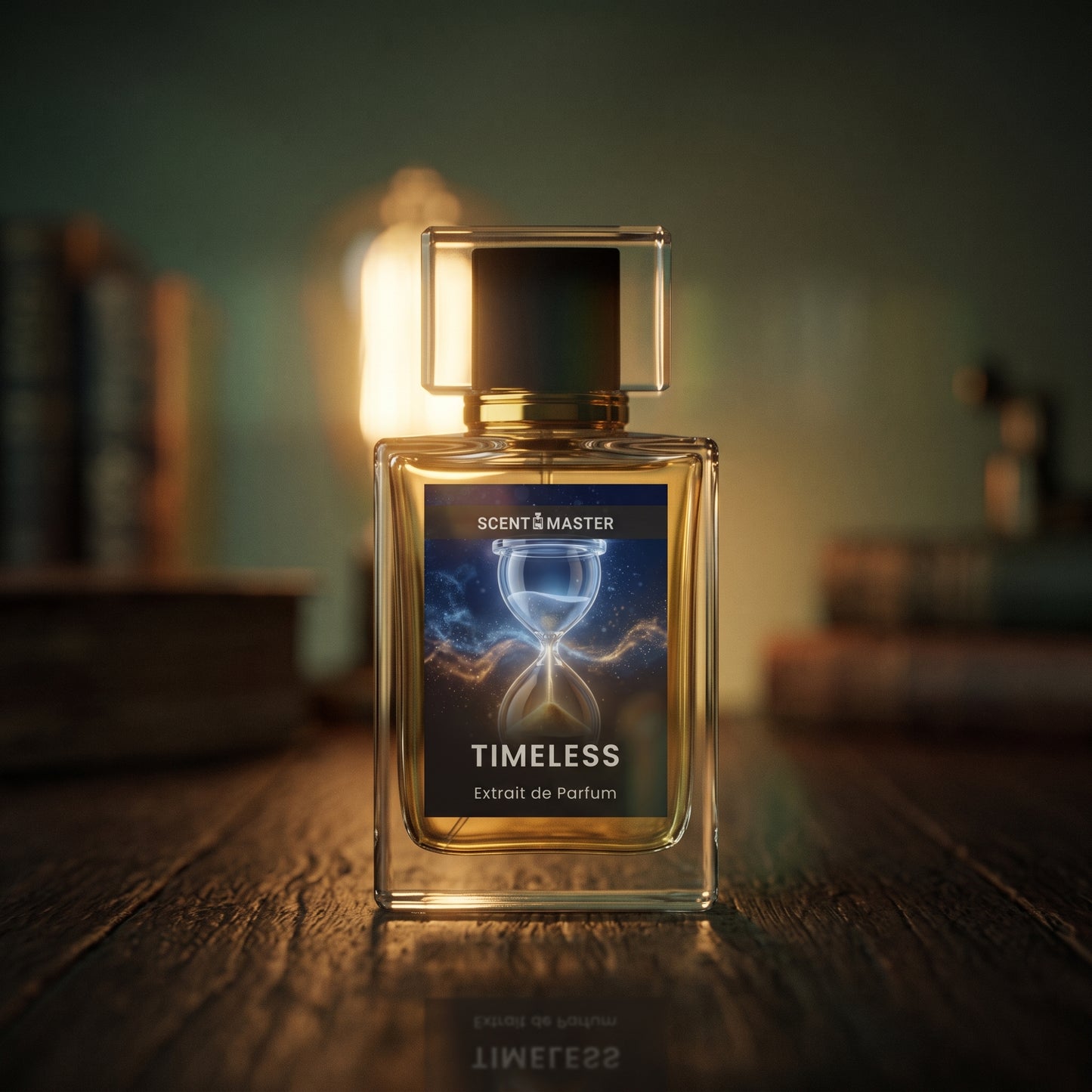 Cinematic editorial photograph of Timeless perfume by Scent Master