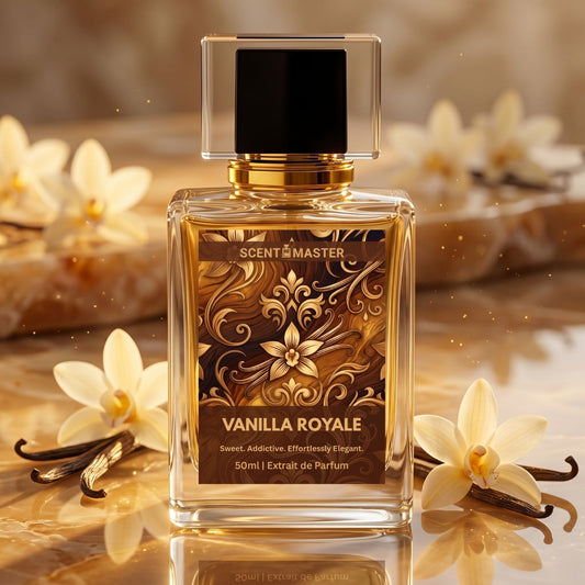 Vanilla Royale by Scent Master sweet vanilla amber perfume for men and women featuring warm vanilla notes, premium fragrance in Pakistan with long lasting performance.