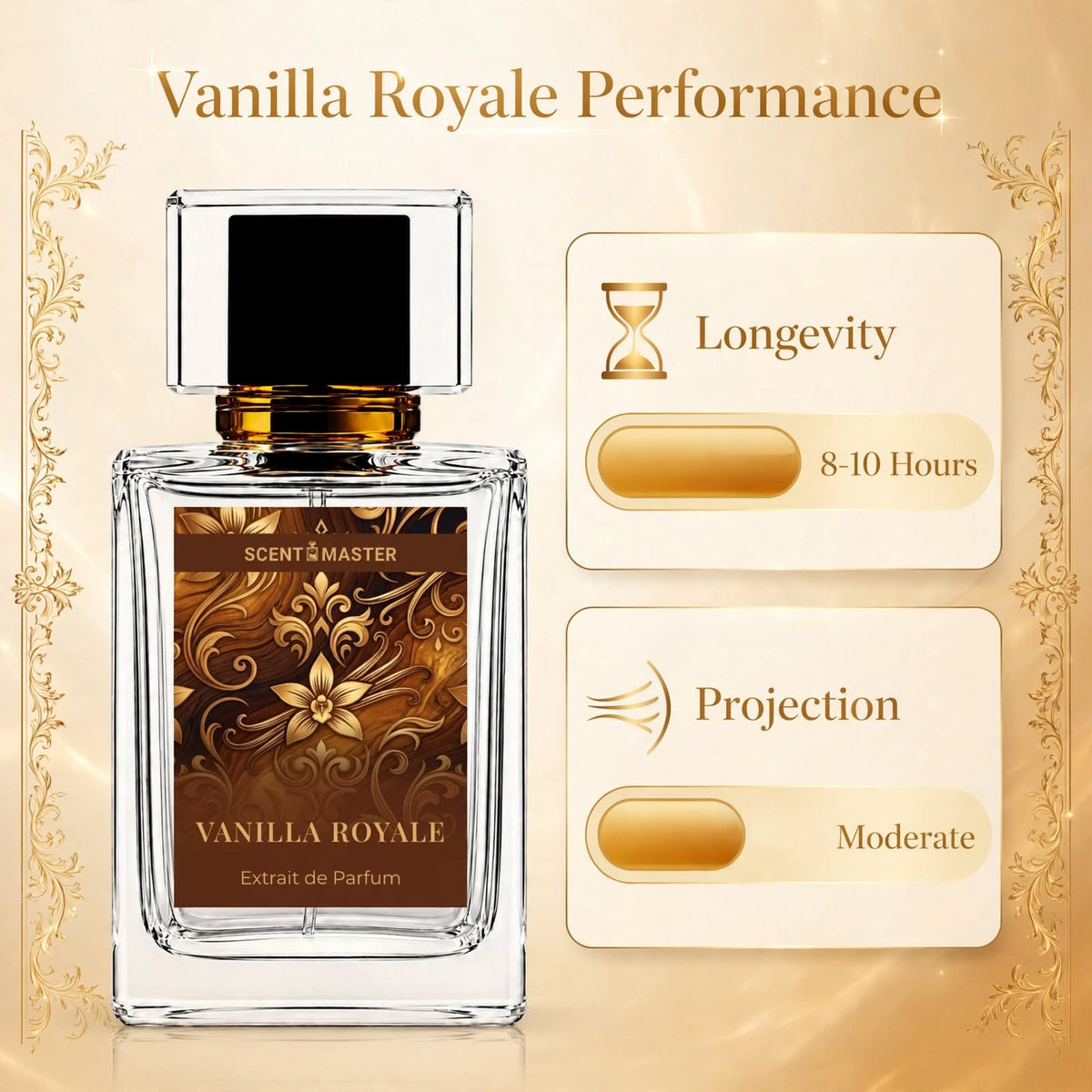 Vanilla Royale performance infographic showing longevity and projection