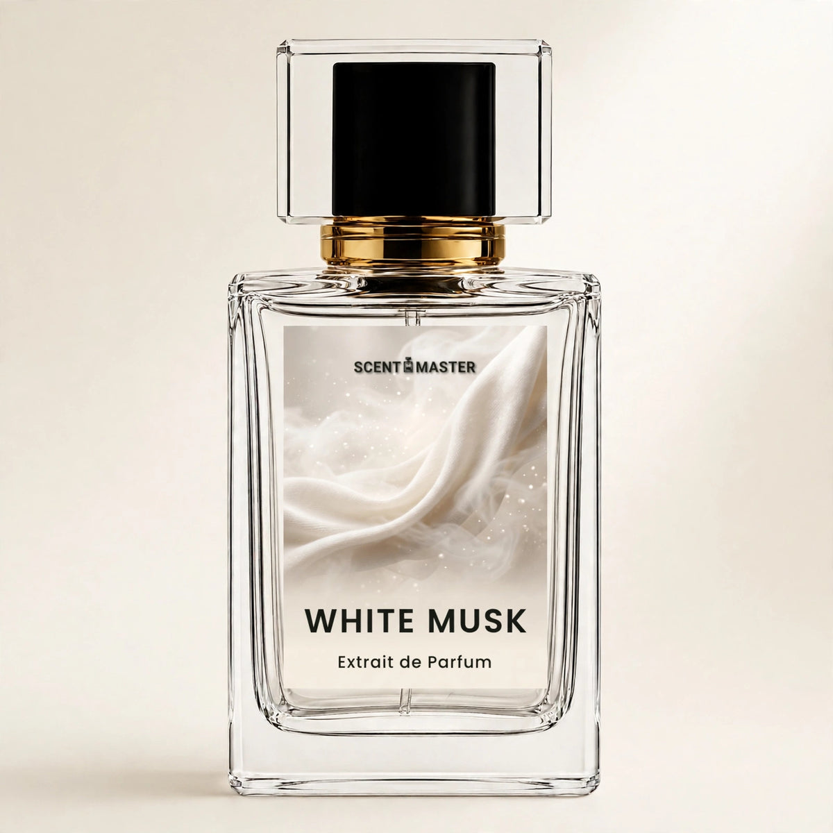 White Musk perfume 100ml bottle product render by Scent Master