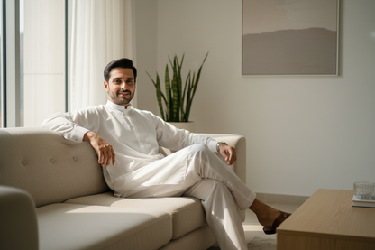 Comfortable White Shalwar Kameez - Modern Home Lounge