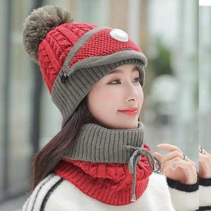 Stylish woman rocking a cozy knit beanie set from Comforter House - Winter fashion essentials in Pakistan! (https://comforterhouse.com)