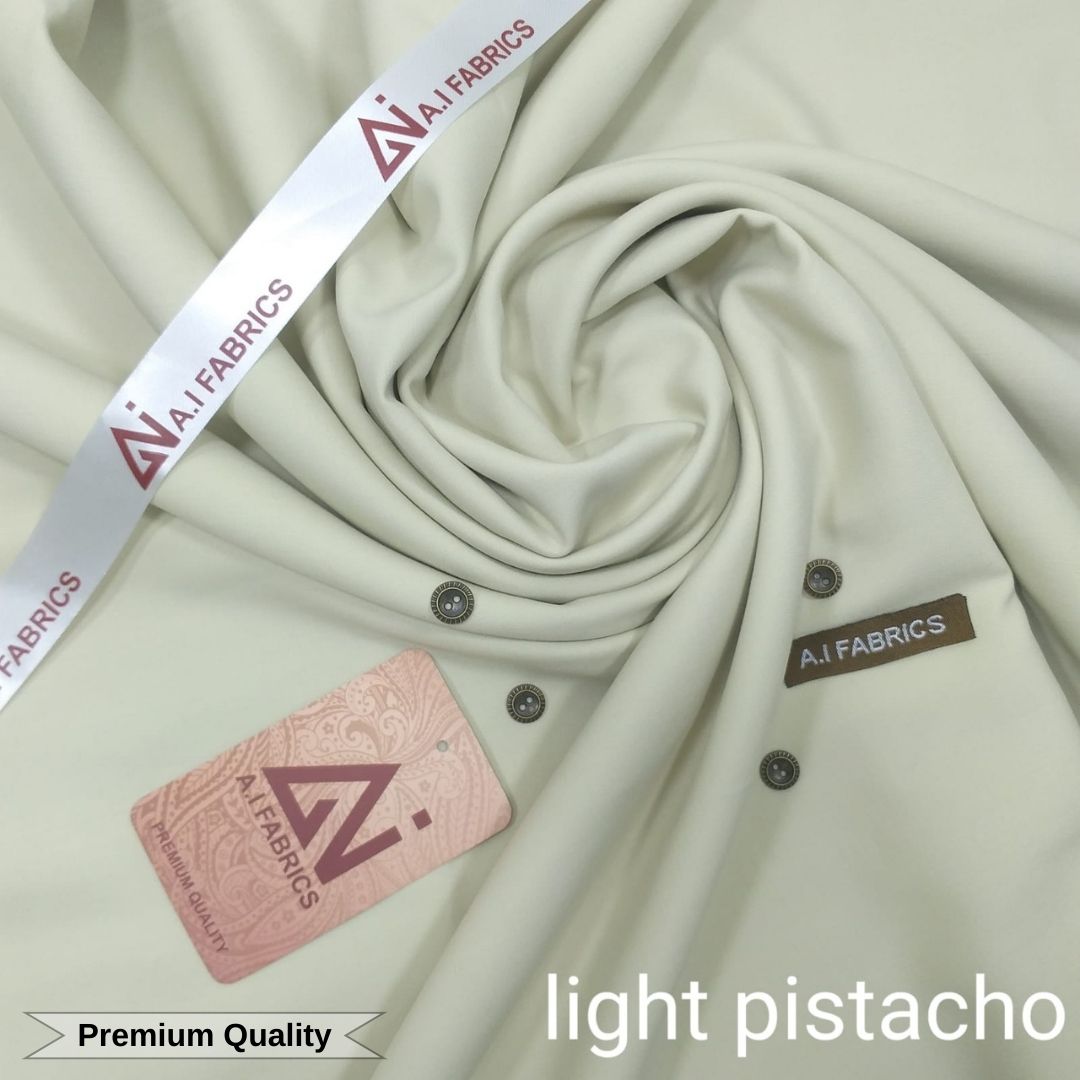 Ai Fabrics Premium Quality Summer Wash and Wear Unstitched Suit for Men | Light Pistachio