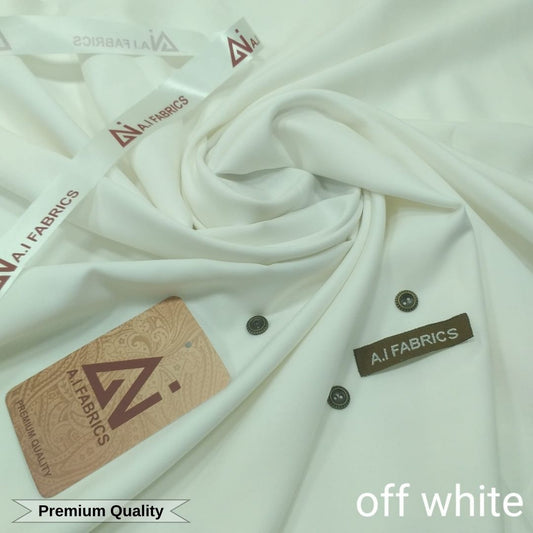 Ai Fabrics Premium Quality Summer Wash and Wear Unstitched Suit for Men | Off White