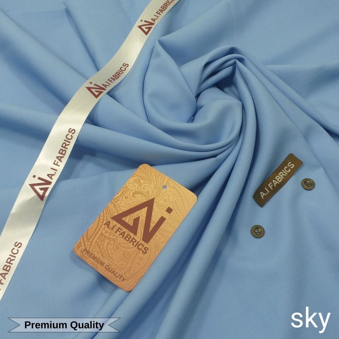 Ai Fabrics Premium Quality Summer Wash and Wear Unstitched Suit for Men |  Sky