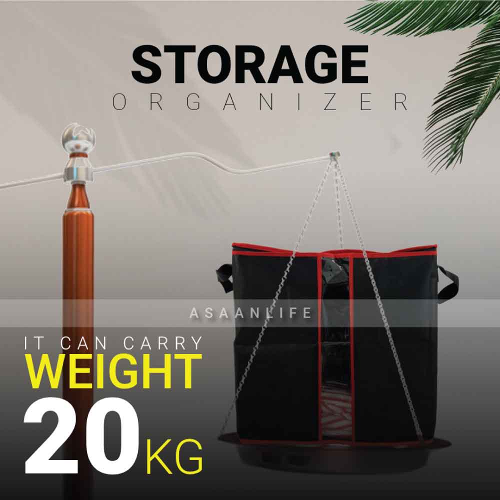 Extra Large Capacity Storage Organizer Bag in Black color made by 100GSM oxford non-woven material by asaanlife.pk, essential for people having new born baby, infants, child, elderly people, patients, and for pet lovers.