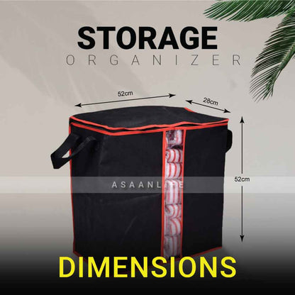 Extra Large Capacity Storage Organizer Bag | Black | 100GSM