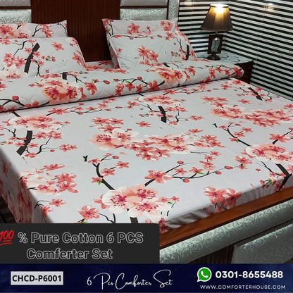 Comforter House | 6 Pcs Pure Cotton Comforter Set | Double Bed | King Size | CHCD-P6001