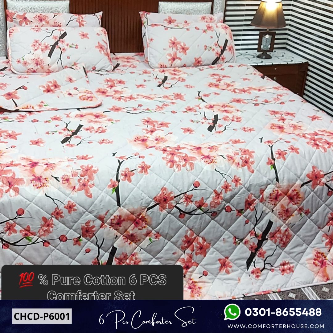 Comforter House | 6 Pcs Pure Cotton Comforter Set | Double Bed | King Size | CHCD-P6001