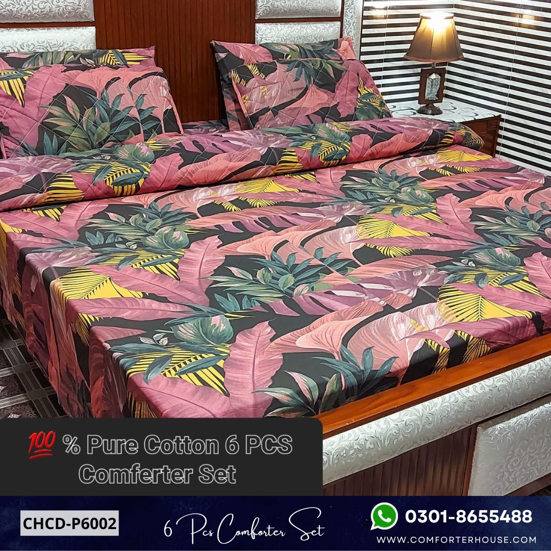 Comforter House | 6 Pcs Pure Cotton Comforter Set | Double Bed | King Size | CHCD-P6002