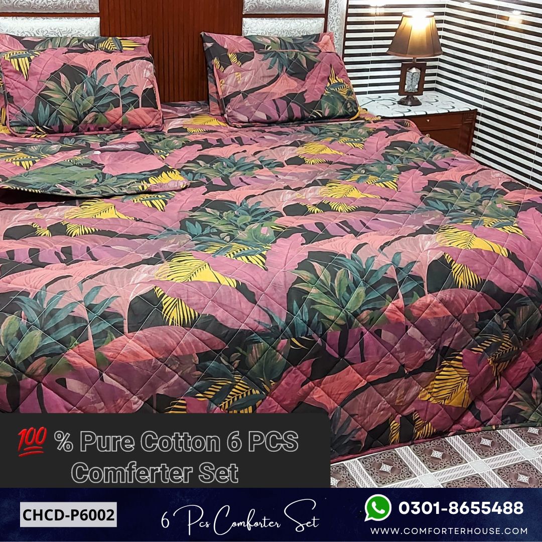 Comforter House | 6 Pcs Pure Cotton Comforter Set | Double Bed | King Size | CHCD-P6002