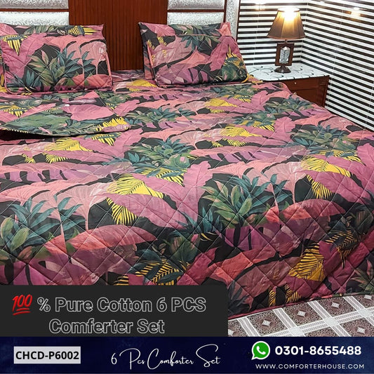 Comforter House | 6 Pcs Pure Cotton Comforter Set | Double Bed | King Size | CHCD-P6002