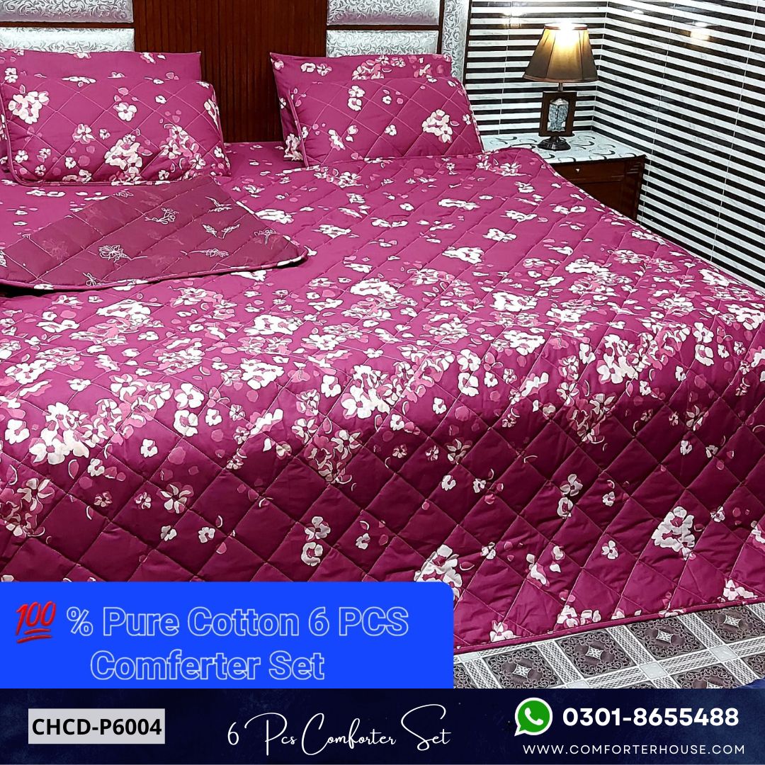 Comforter House | 6 Pcs Pure Cotton Comforter Set | Double Bed | King Size | CHCD-P6004