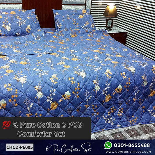 Comforter House | 6 Pcs Pure Cotton Comforter Set | Double Bed | King Size | CHCD-P6005