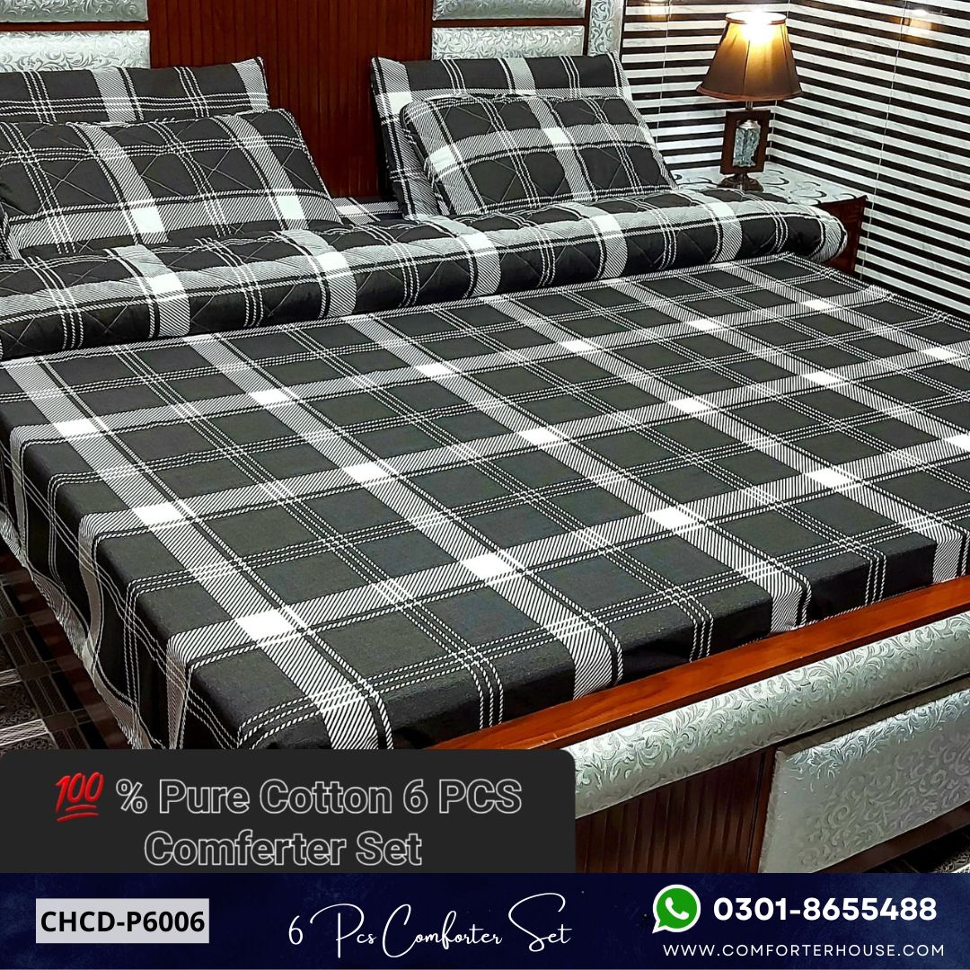Comforter House | 6 Pcs Pure Cotton Comforter Set | Double Bed | King Size | CHCD-P6006