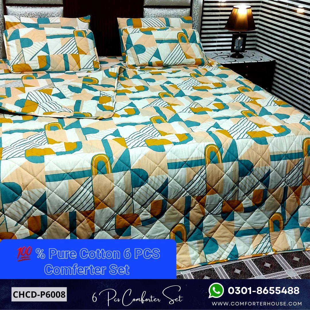 Comforter House | 6 Pcs Pure Cotton Comforter Set | Double Bed | King Size | CHCD-P6008