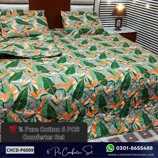 Comforter House | 6 Pcs Pure Cotton Comforter Set | Double Bed | King Size | CHCD-P6009