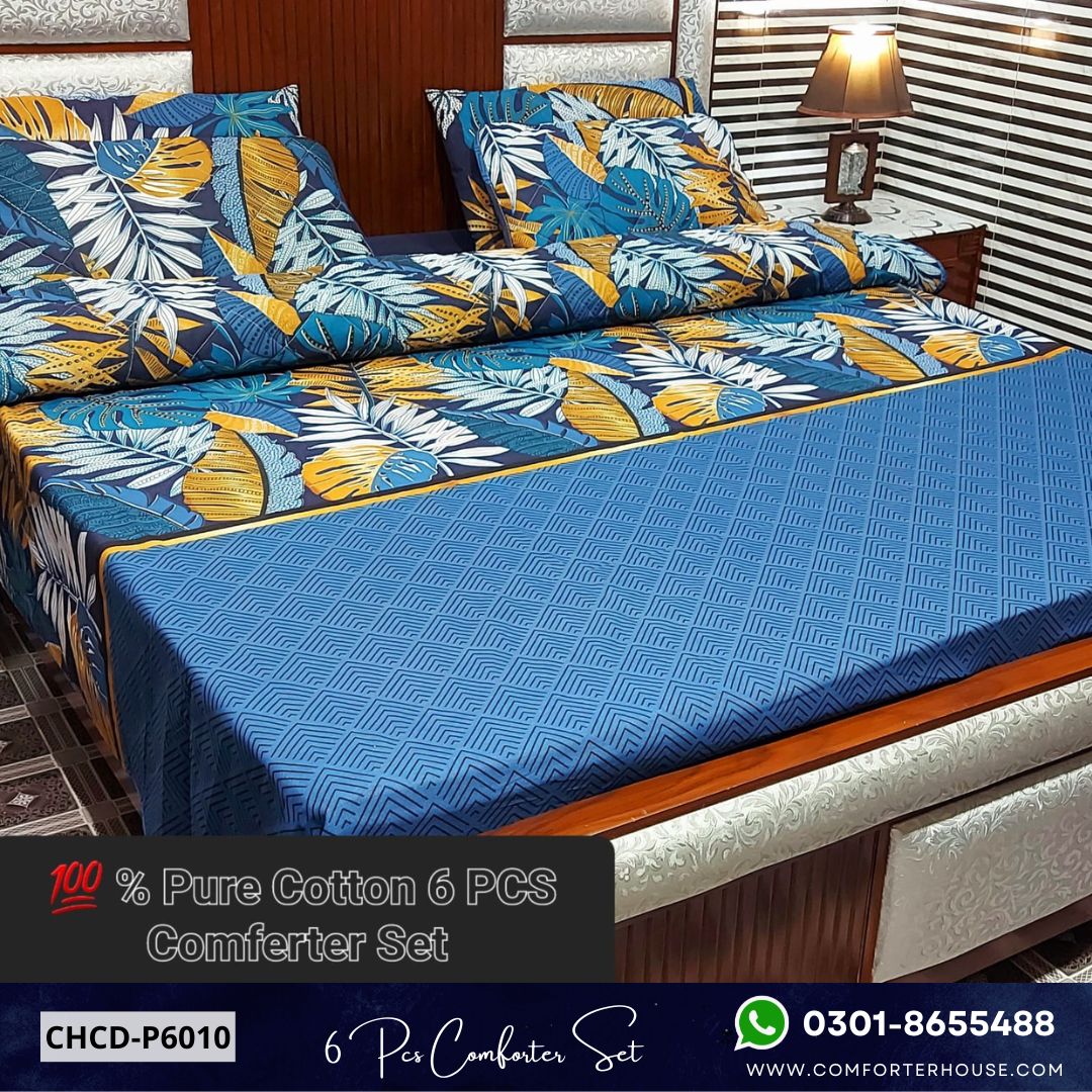 Comforter House | 6 Pcs Pure Cotton Comforter Set | Double Bed | King Size | CHCD-P6010