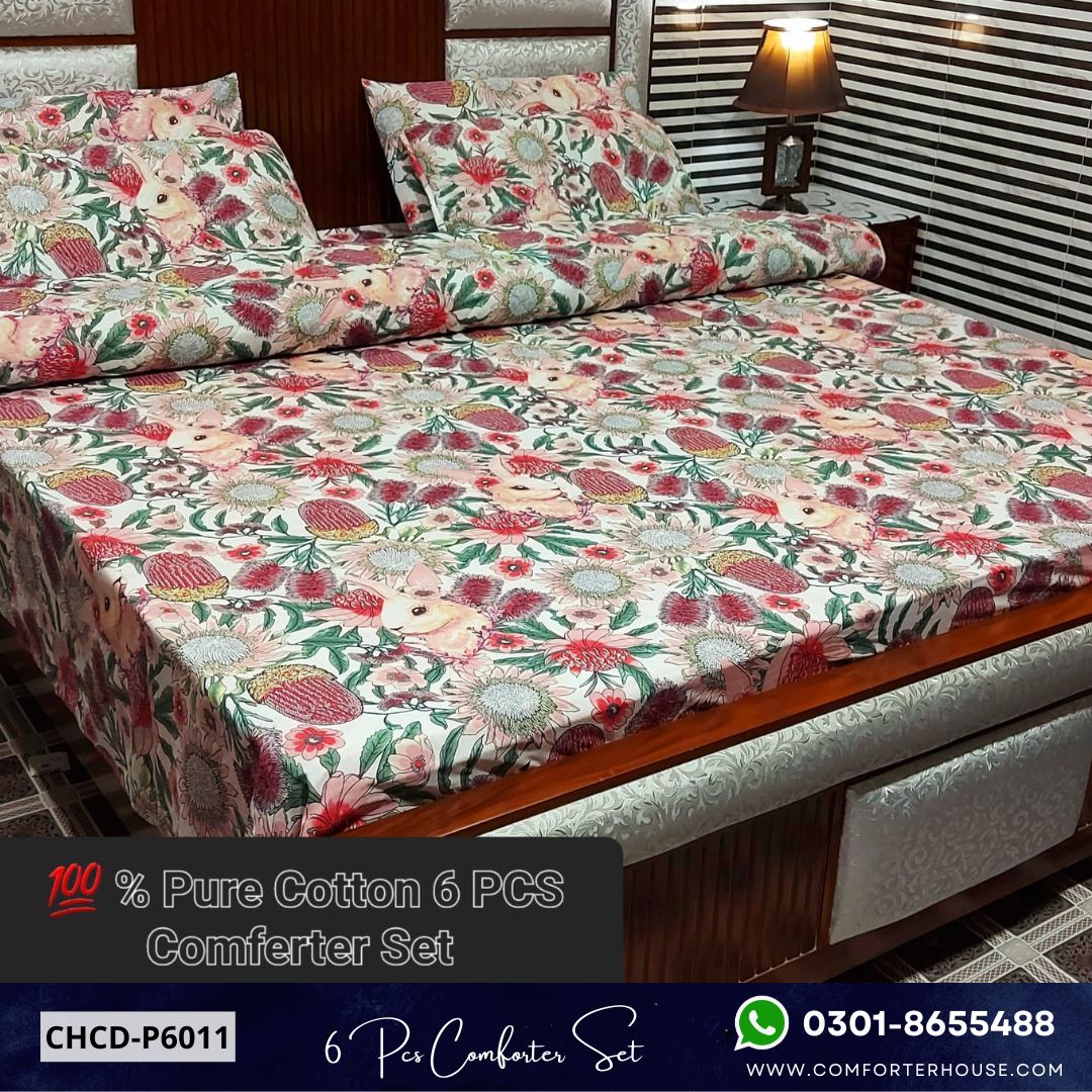 Comforter House | 6 Pcs Pure Cotton Comforter Set | Double Bed | King Size | CHCD-P6011