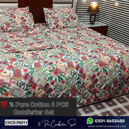 Comforter House | 6 Pcs Pure Cotton Comforter Set | Double Bed | King Size | CHCD-P6011