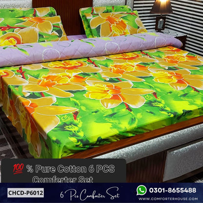 Comforter House | 6 Pcs Pure Cotton Comforter Set | Double Bed | King Size | CHCD-P6012