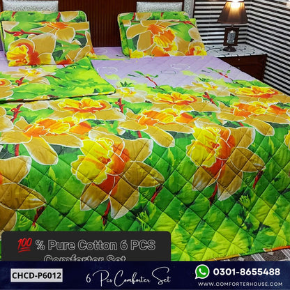 Comforter House | 6 Pcs Pure Cotton Comforter Set | Double Bed | King Size | CHCD-P6012