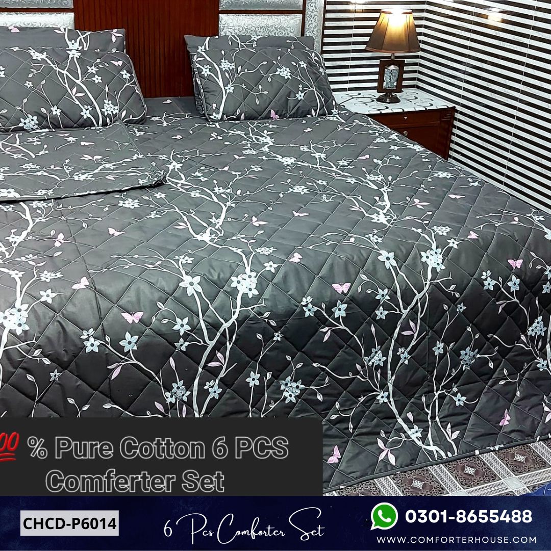 Comforter House | 6 Pcs Pure Cotton Comforter Set | Double Bed | King Size | CHCD-P6014