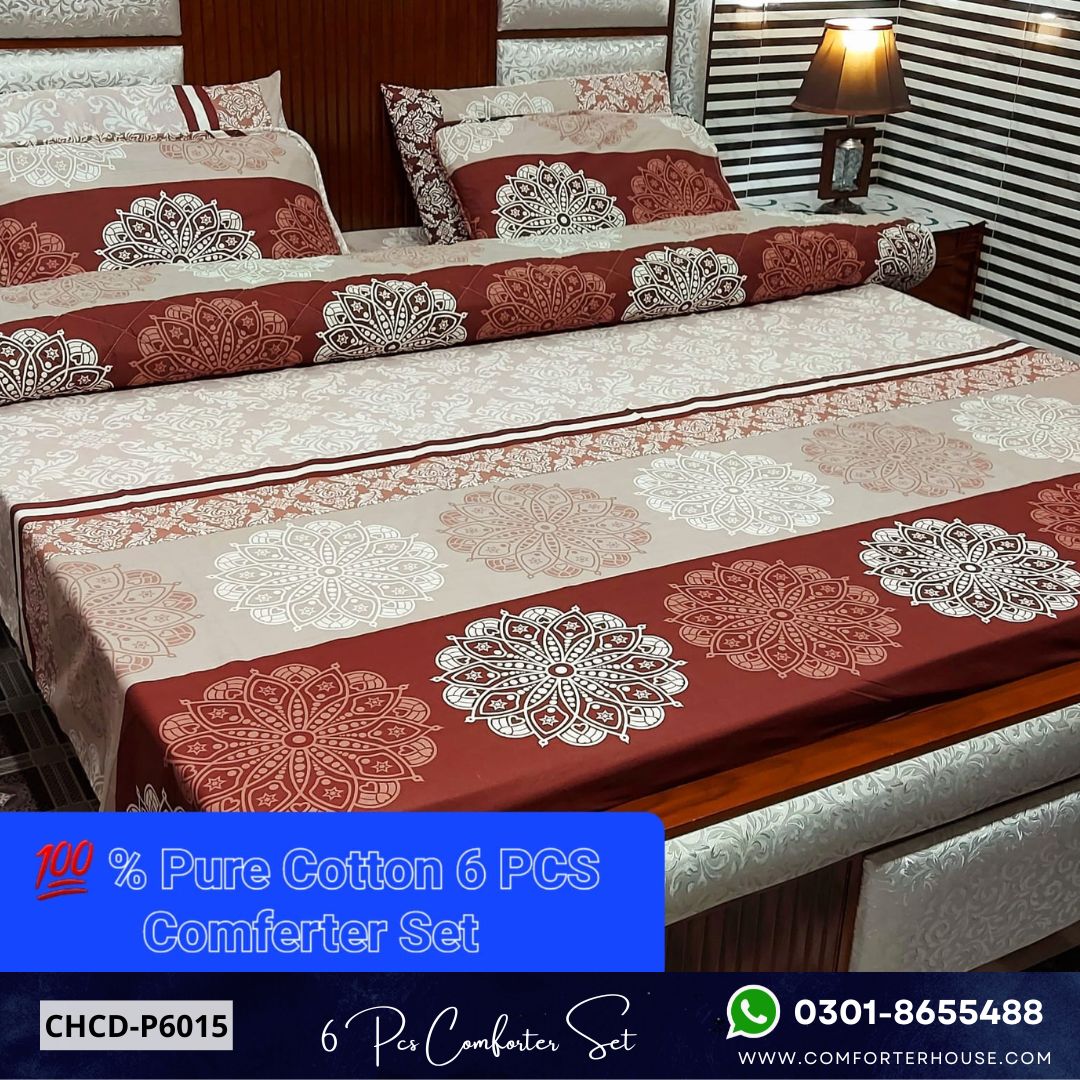 Comforter House | 6 Pcs Pure Cotton Comforter Set | Double Bed | King Size | CHCD-P6015