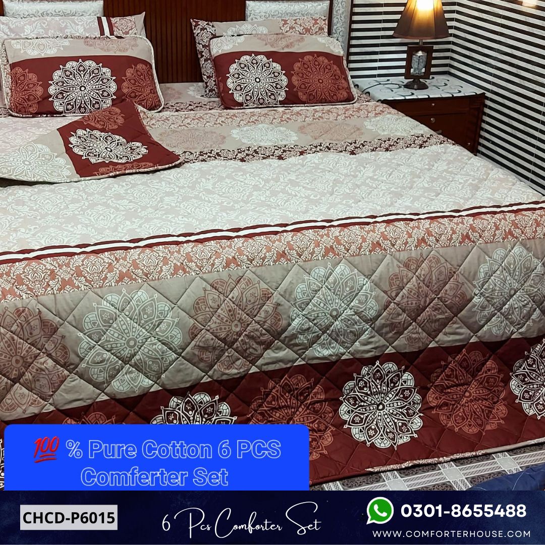 Comforter House | 6 Pcs Pure Cotton Comforter Set | Double Bed | King Size | CHCD-P6015