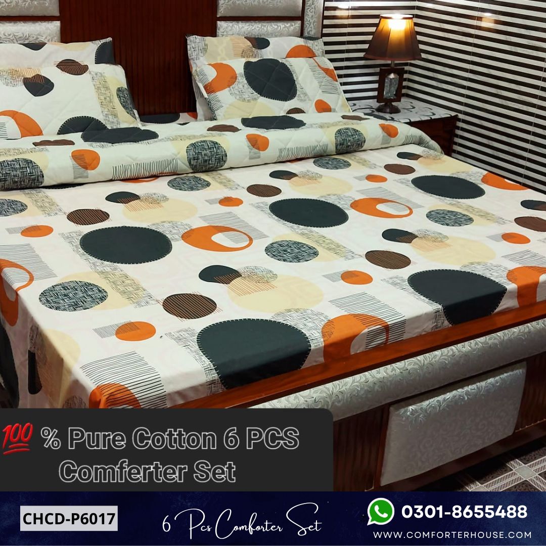 Comforter House | 6 Pcs Pure Cotton Comforter Set | Double Bed | King Size | CHCD-P6017