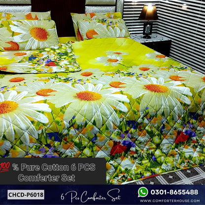 Comforter House | 6 Pcs Pure Cotton Comforter Set | Double Bed | King Size | CHCD-P6018