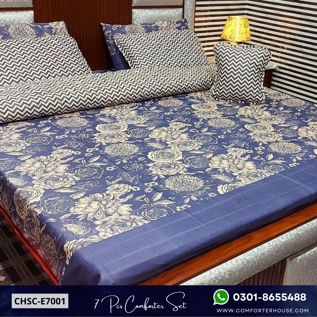 Comforter House | 7 Pcs Mix Cotton Comforter Set | Double Bed | King Size | CHSC-E7001