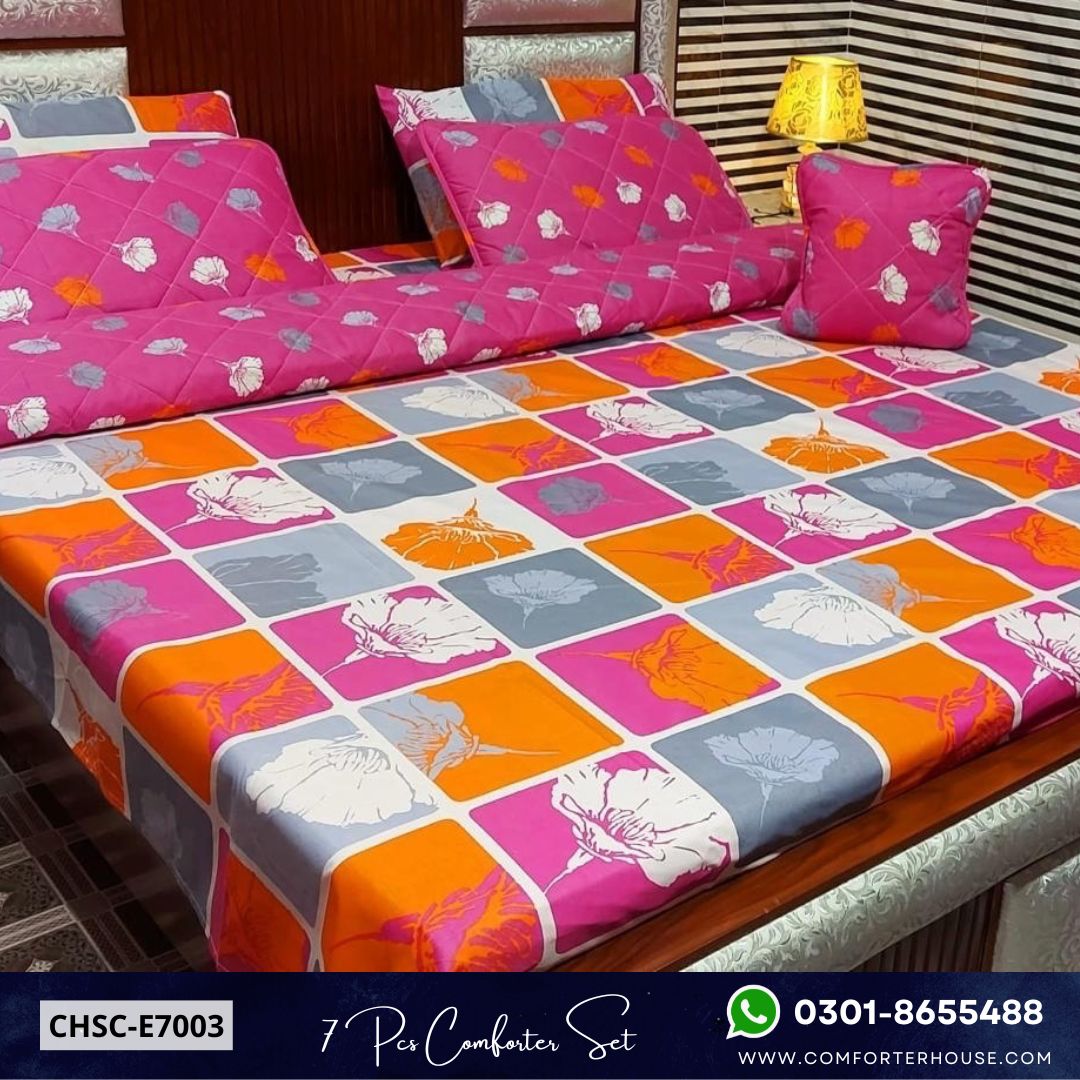 Comforter House | 7 Pcs Mix Cotton Comforter Set | Double Bed | King Size | CHSC-E7003