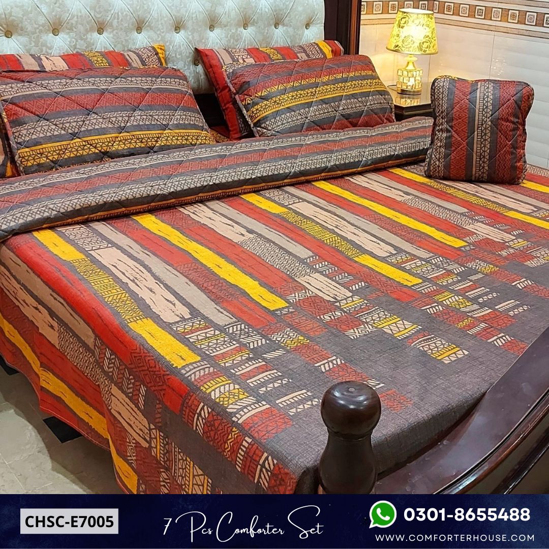 Comforter House | 7 Pcs Mix Cotton Comforter Set | Double Bed | King Size | CHSC-E7005