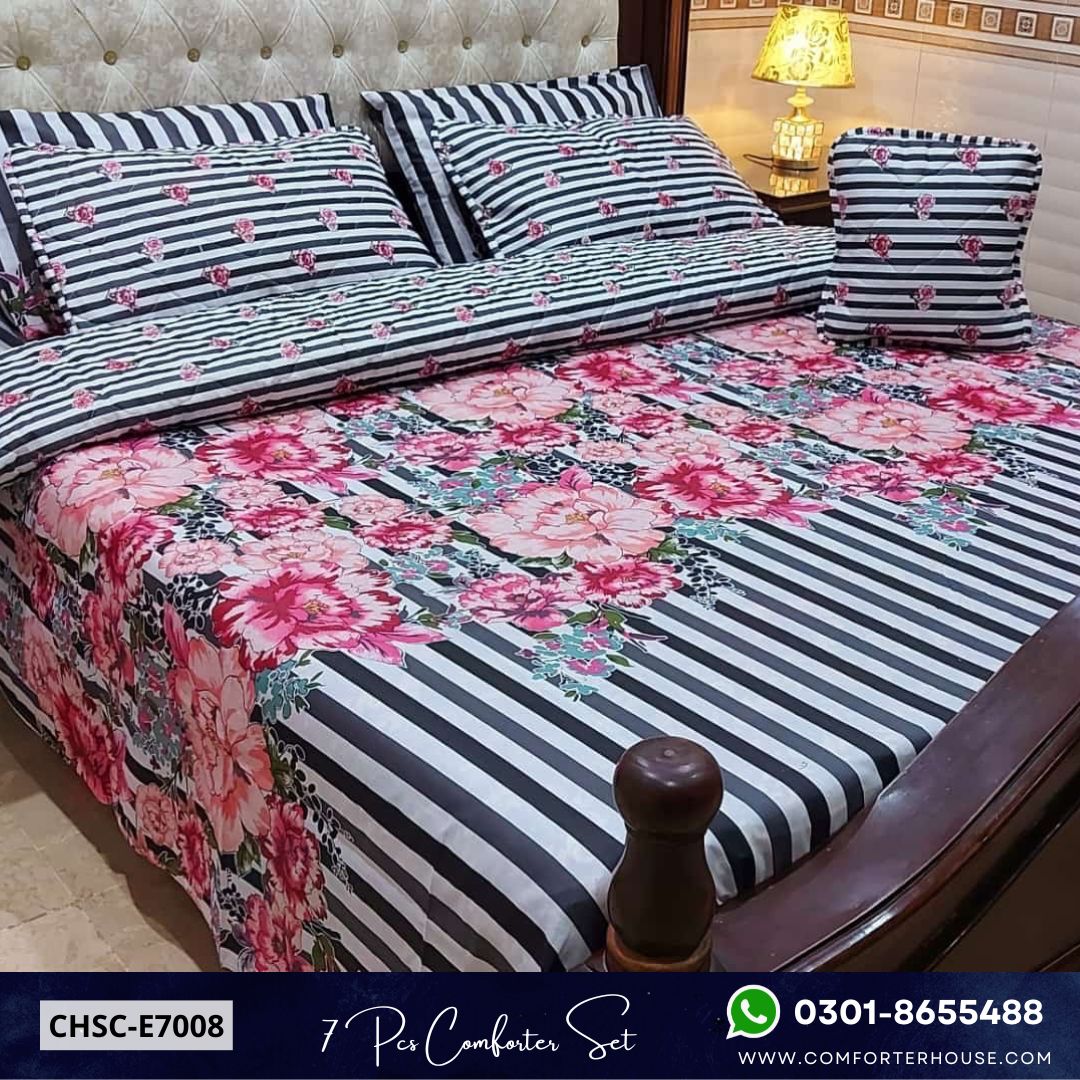 Comforter House | 7 Pcs Mix Cotton Comforter Set | Double Bed | King Size | CHSC-E7008