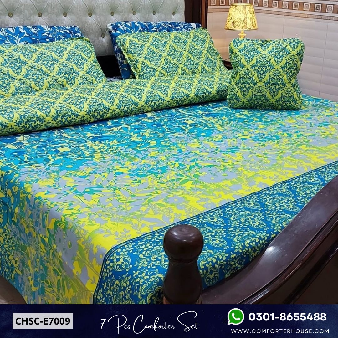 Comforter House | 7 Pcs Mix Cotton Comforter Set | Double Bed | King Size | CHSC-E7009
