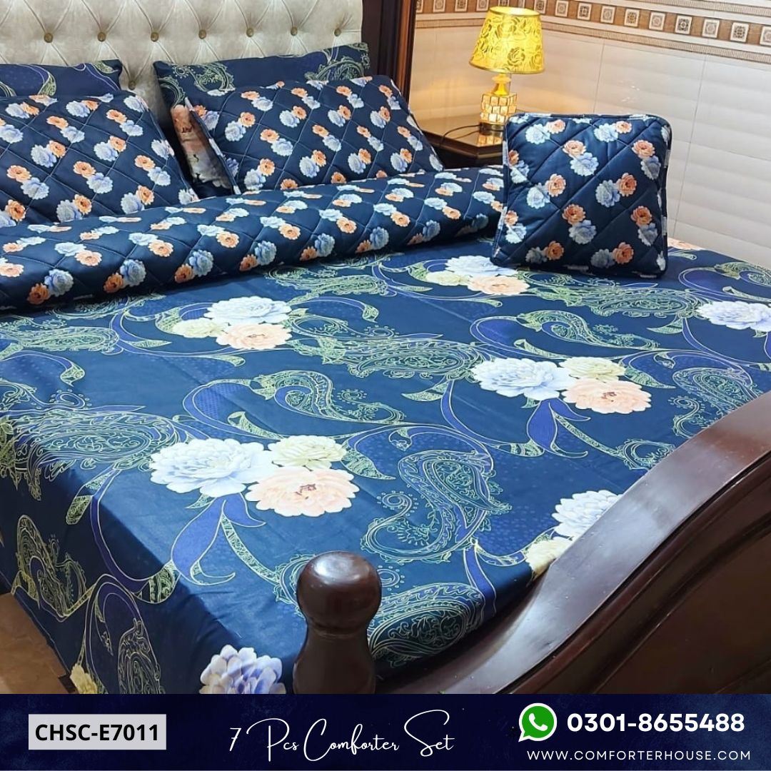 Comforter House | 7 Pcs Mix Cotton Comforter Set | Double Bed | King Size | CHSC-E7011
