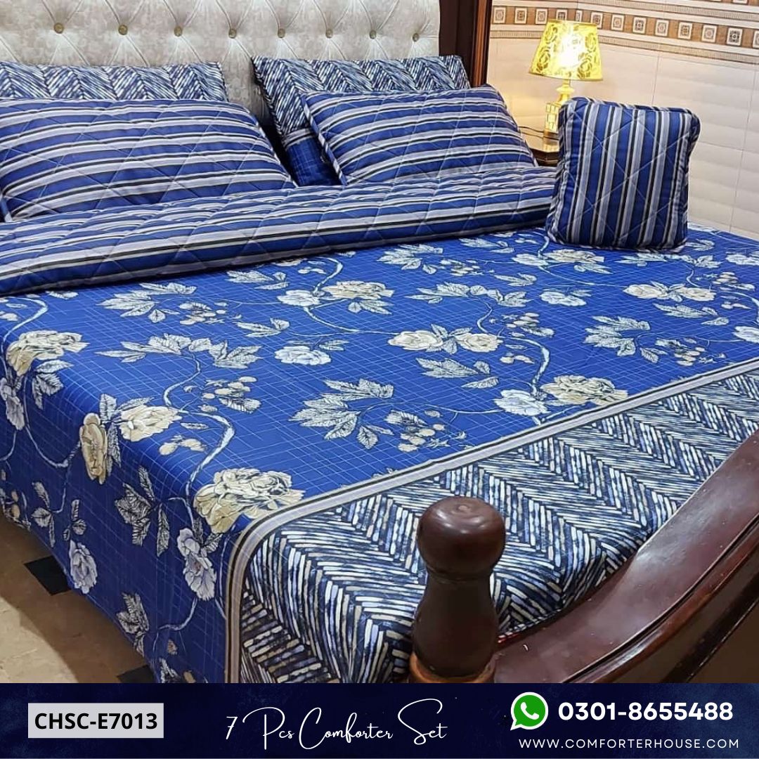 Comforter House | 7 Pcs Mix Cotton Comforter Set | Double Bed | King Size | CHSC-E7013