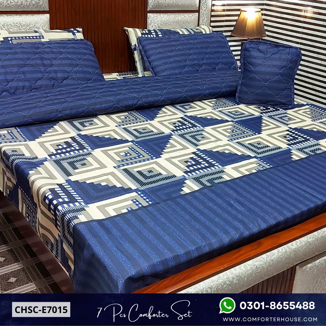 Comforter House | 7 Pcs Mix Cotton Comforter Set | Double Bed | King Size | CHSC-E7015