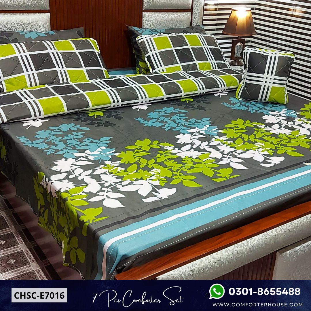 Comforter House | 7 Pcs Mix Cotton Comforter Set | Double Bed | King Size | CHSC-E7016