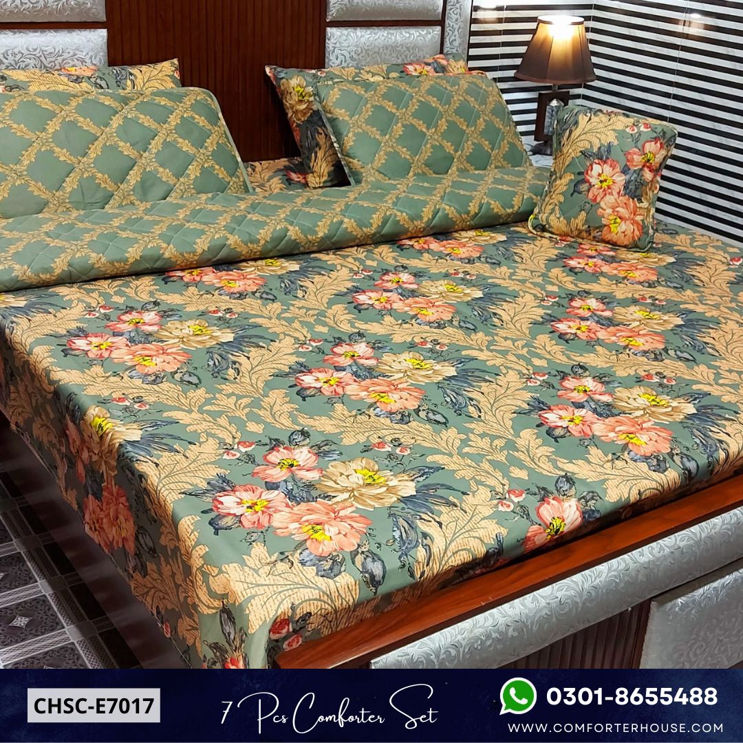 Comforter House | 7 Pcs Mix Cotton Comforter Set | Double Bed | King Size | CHSC-E7017