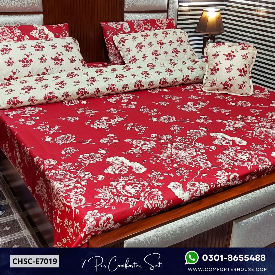 Comforter House | 7 Pcs Mix Cotton Comforter Set | Double Bed | King Size | CHSC-E7019