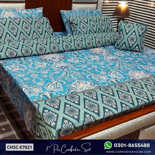Comforter House | 7 Pcs Mix Cotton Comforter Set | Double Bed | King Size | CHSC-E7021