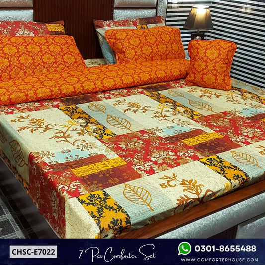 Comforter House | 7 Pcs Mix Cotton Comforter Set | Double Bed | King Size | CHSC-E7022